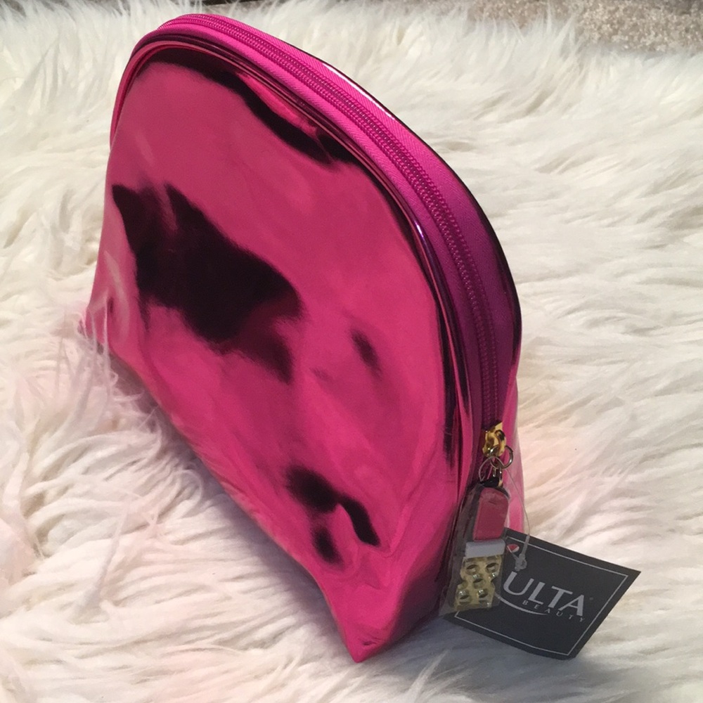 Ulta Cosmetic Bag in Hote Pink with Lipstick Zipper Pull Charm